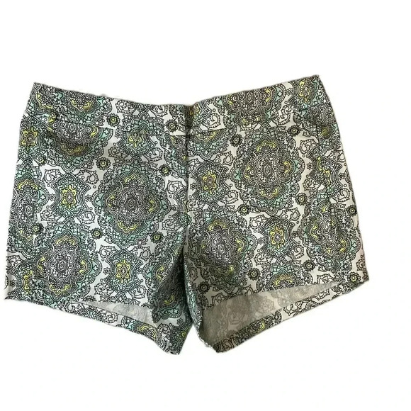 NWT J.Crew Womens Blue Paisley Patterned‎ Chino Shorts Size 8 Button Zipper Fly - Picture 1 of 6